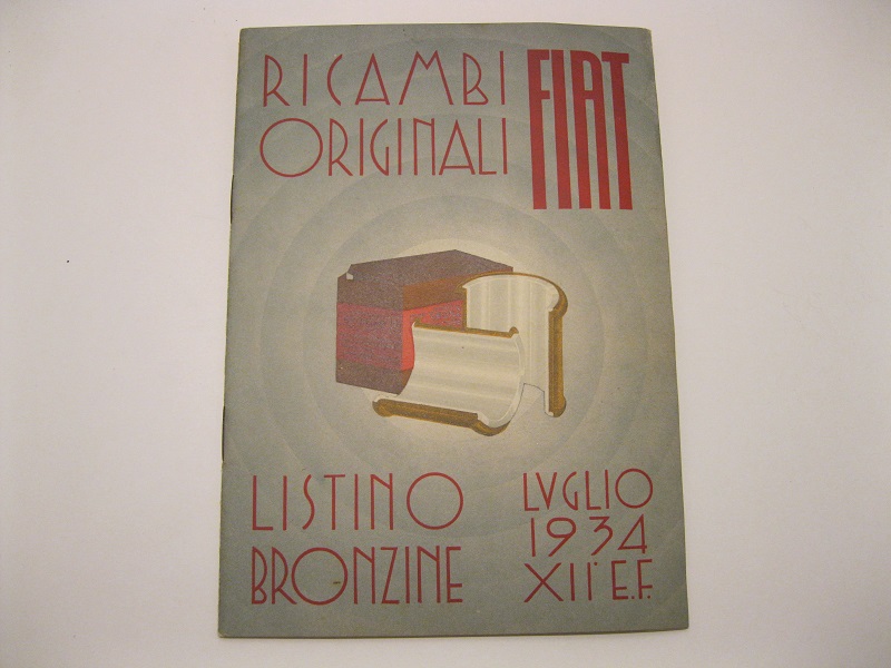Ricambi originali Fiat. Listino bronzine. Luglio 1934